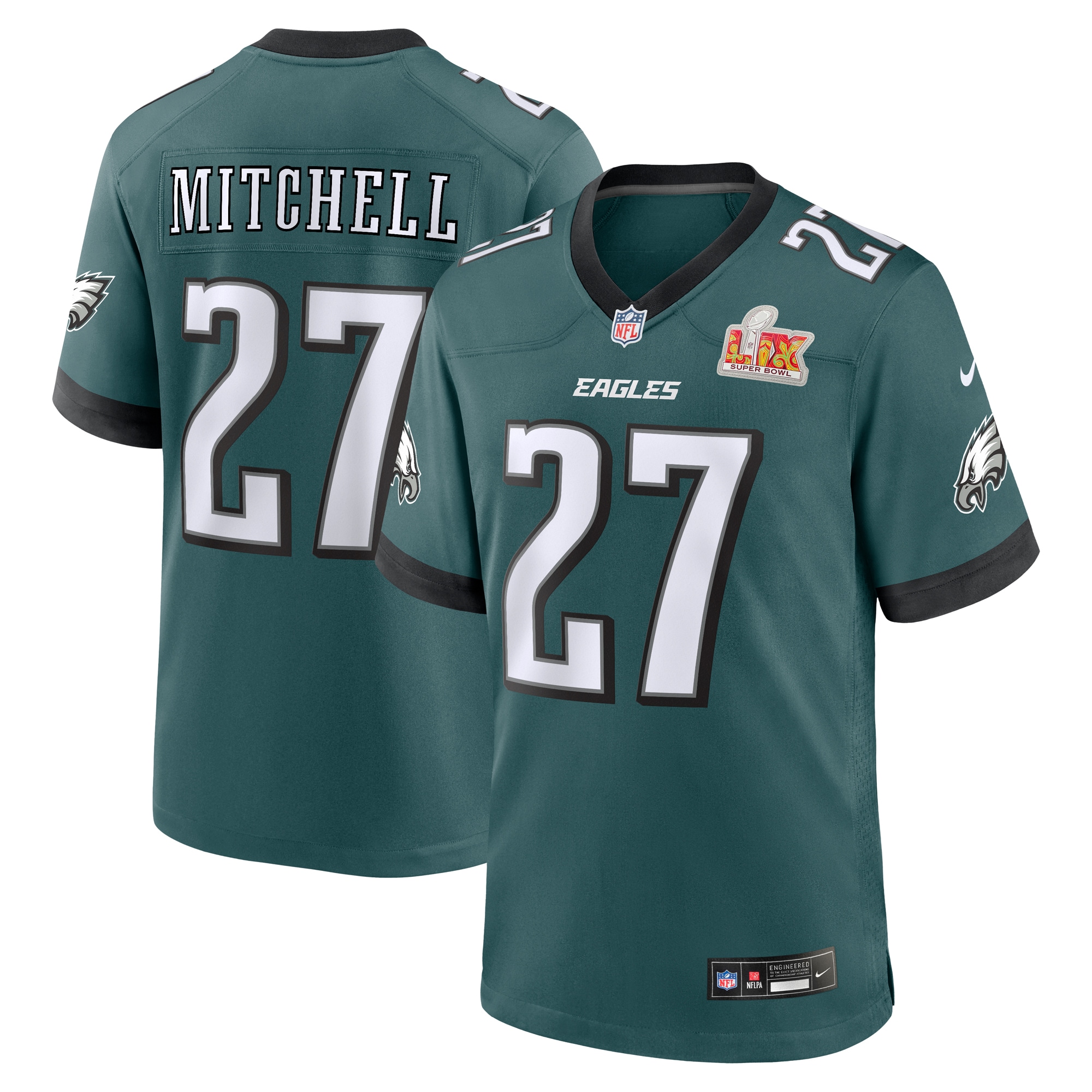 mens nike quinyon mitchell midnight green philadelphia eagles super bowl lix game player jersey | NFL Jerseys & Hats Collection at Eagles Jerseys