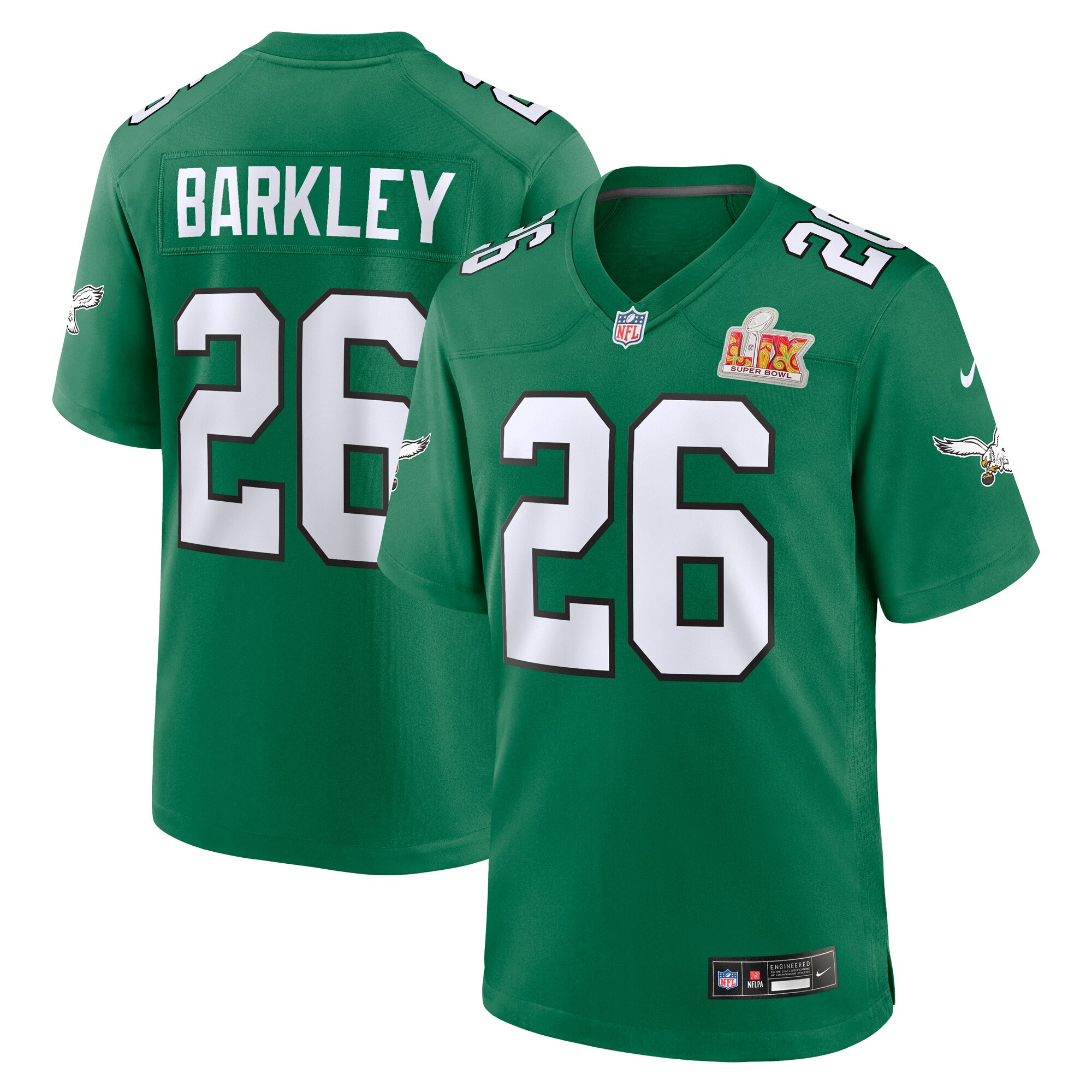 mens nike saquon barkley kelly green philadelphia eagles super bowl lix 2nd alternate game jersey | NFL Jerseys & Hats Collection at Eagles Jerseys