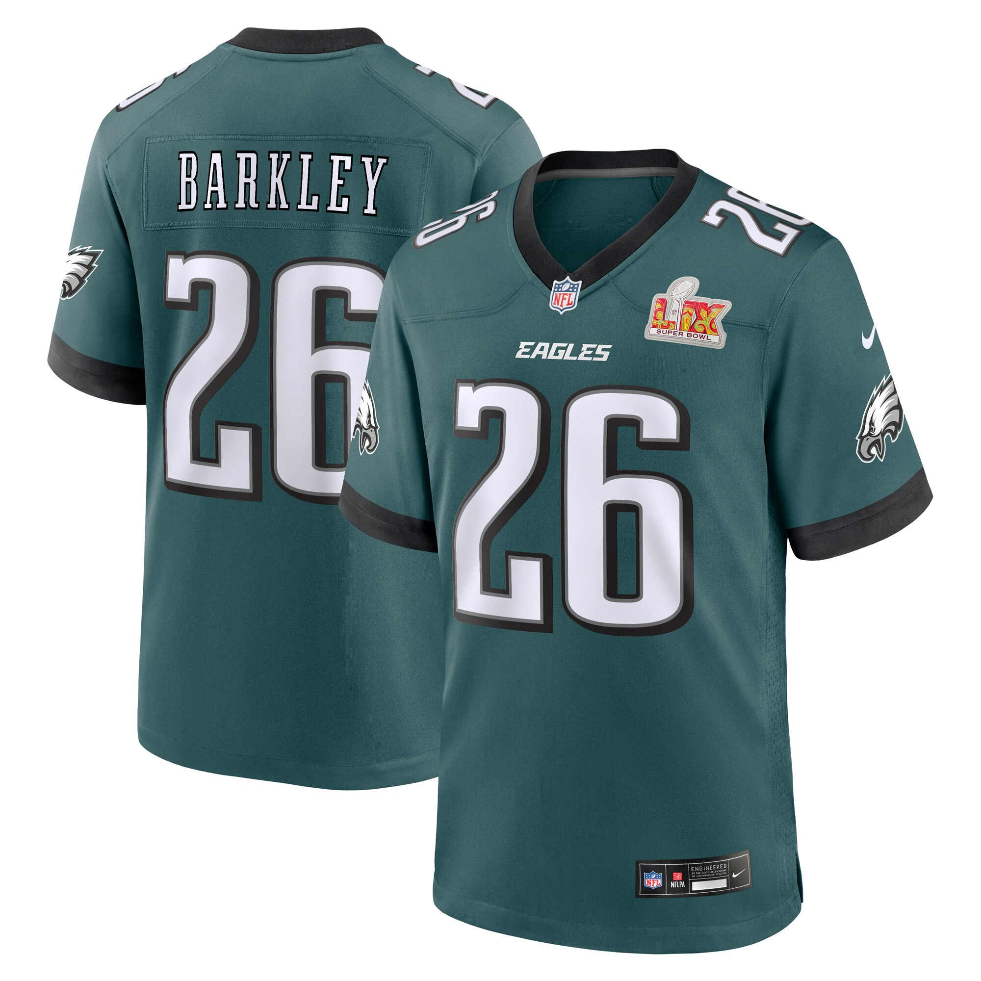 mens nike saquon barkley midnight green philadelphia eagles super bowl lix game player jersey – 202763129 | NFL Jerseys & Hats Collection at Eagles Jerseys