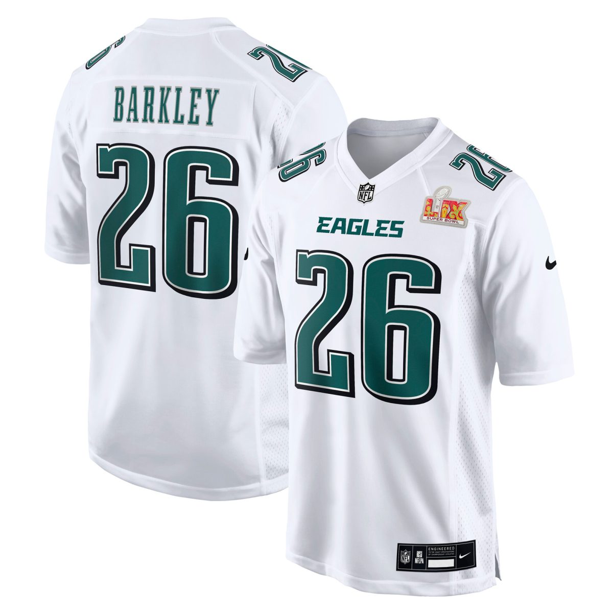 mens nike saquon barkley tundra white philadelphia eagles super bowl lix fashion game player jersey | NFL Jerseys & Hats Collection at Eagles Jerseys