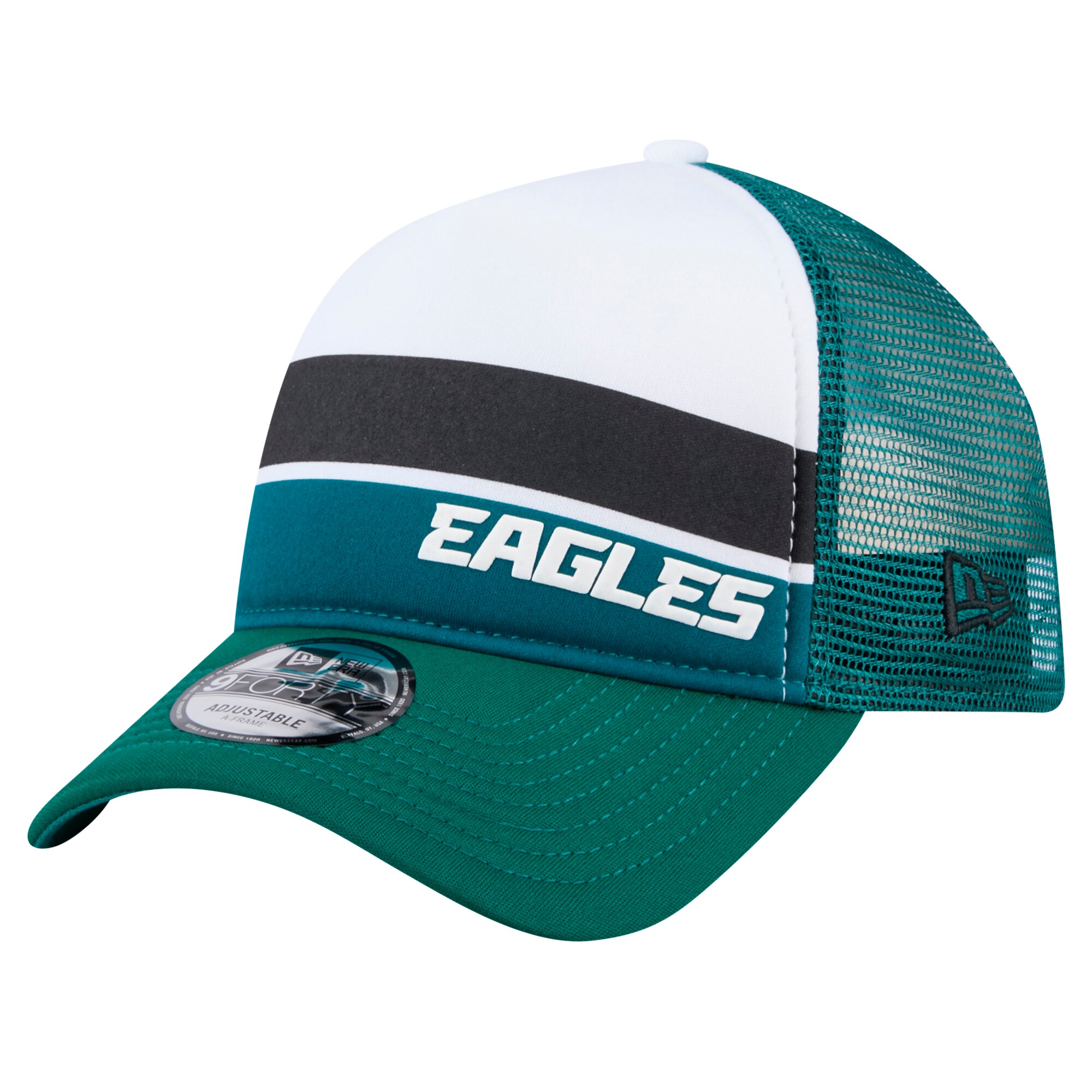 preschool new era midnight green philadelphia eagles sport night color block 9forty a-frame trucker adjustable hat | NFL Jerseys & Hats Collection at Eagles Jerseys