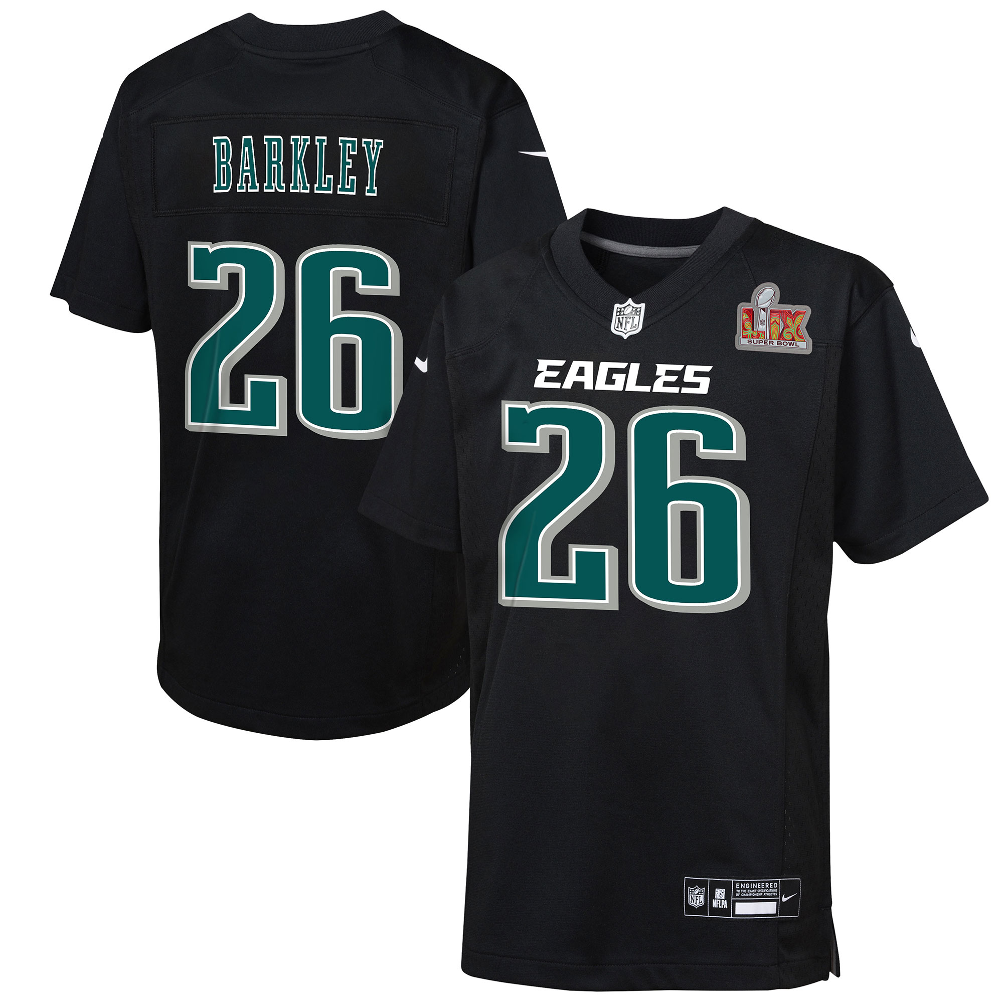 toddler nike saquon barkley carbon black philadelphia eagles super bowl lix patch fashion game player jersey | NFL Jerseys & Hats Collection at Eagles Jerseys