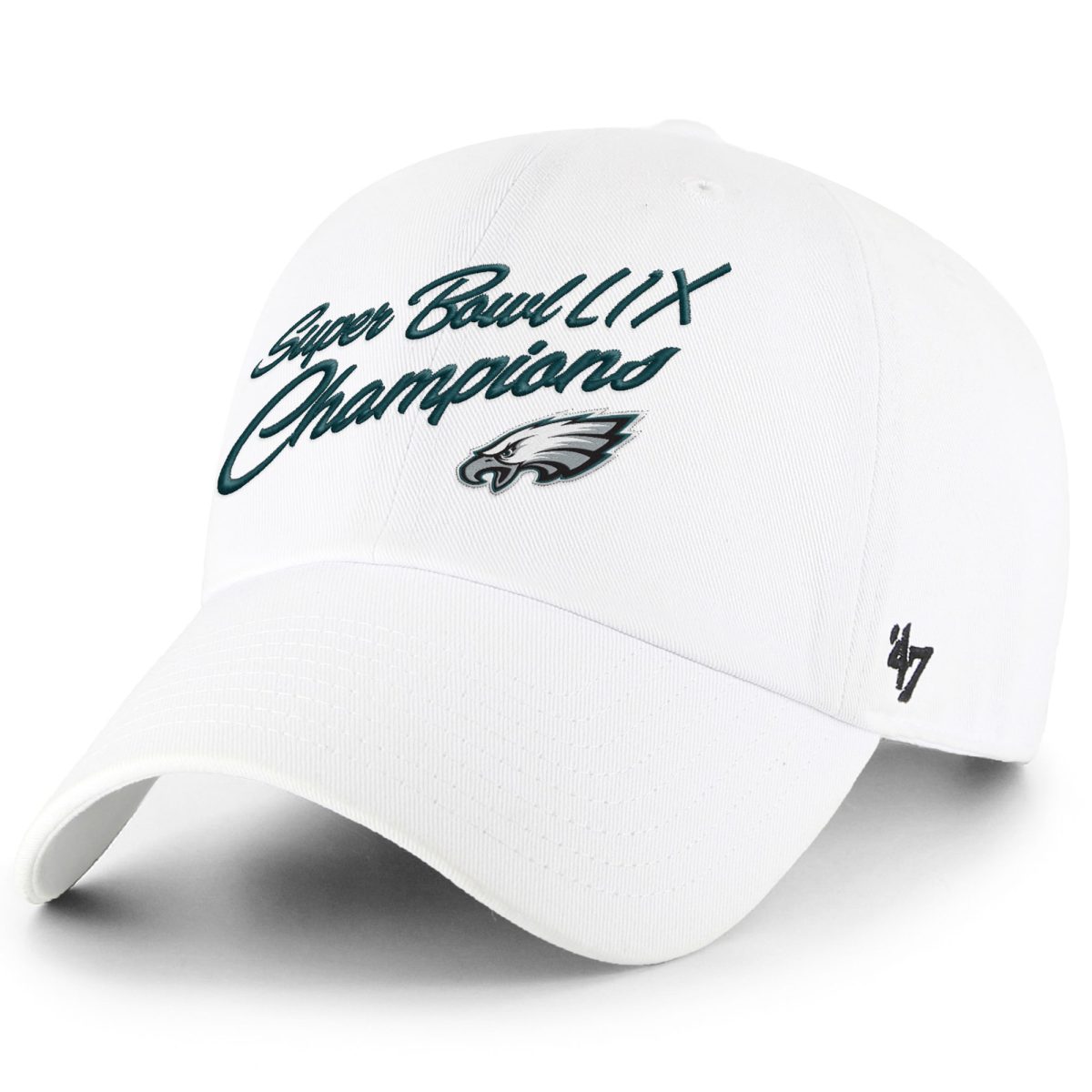 womens 47 white philadelphia eagles super bowl lix champions clean up adjustable hat | NFL Jerseys & Hats Collection at Eagles Jerseys