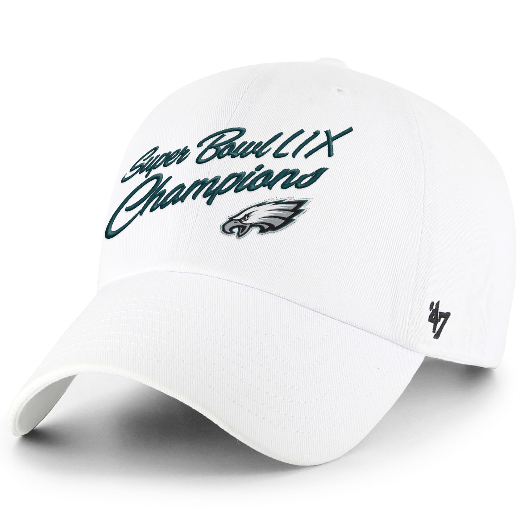 womens 47 white philadelphia eagles super bowl lix champions clean up adjustable hat | NFL Jerseys & Hats Collection at Eagles Jerseys