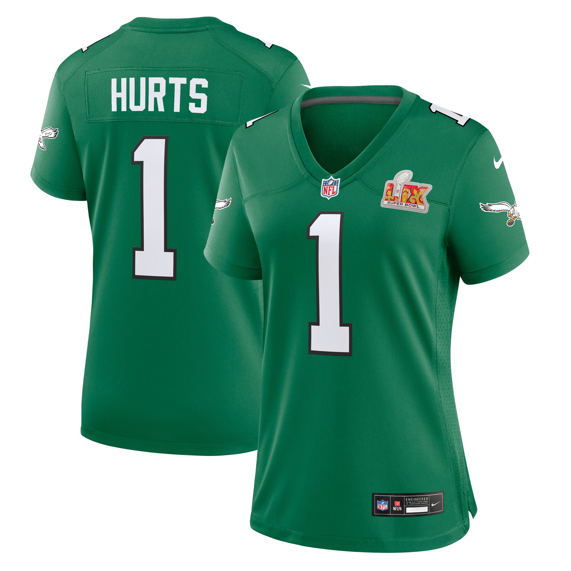 womens nike jalen hurts kelly green philadelphia eagles super bowl lix 2nd alternate game jersey | NFL Jerseys & Hats Collection at Eagles Jerseys
