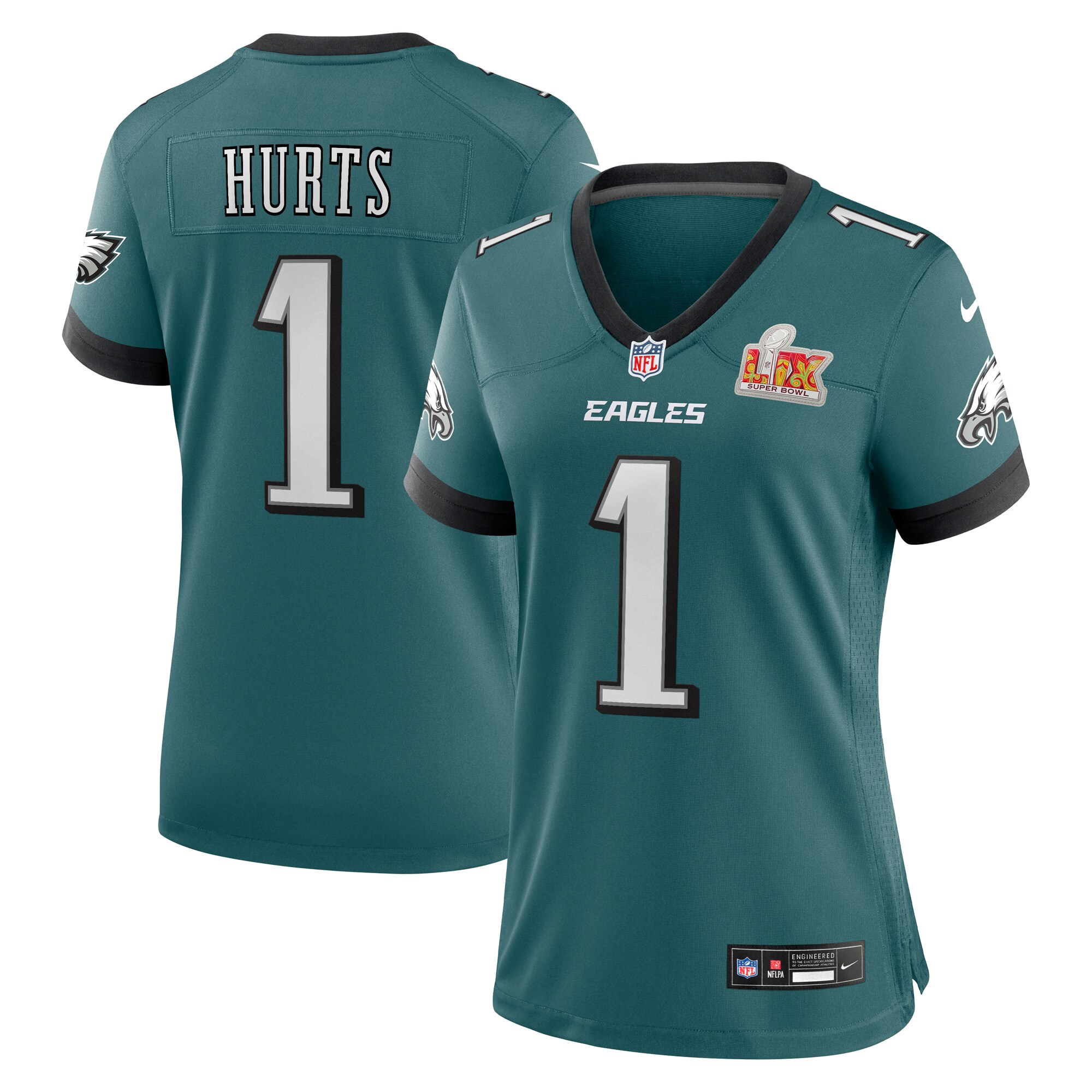 womens nike jalen hurts midnight green philadelphia eagles super bowl lix game player jersey | NFL Jerseys & Hats Collection at Eagles Jerseys