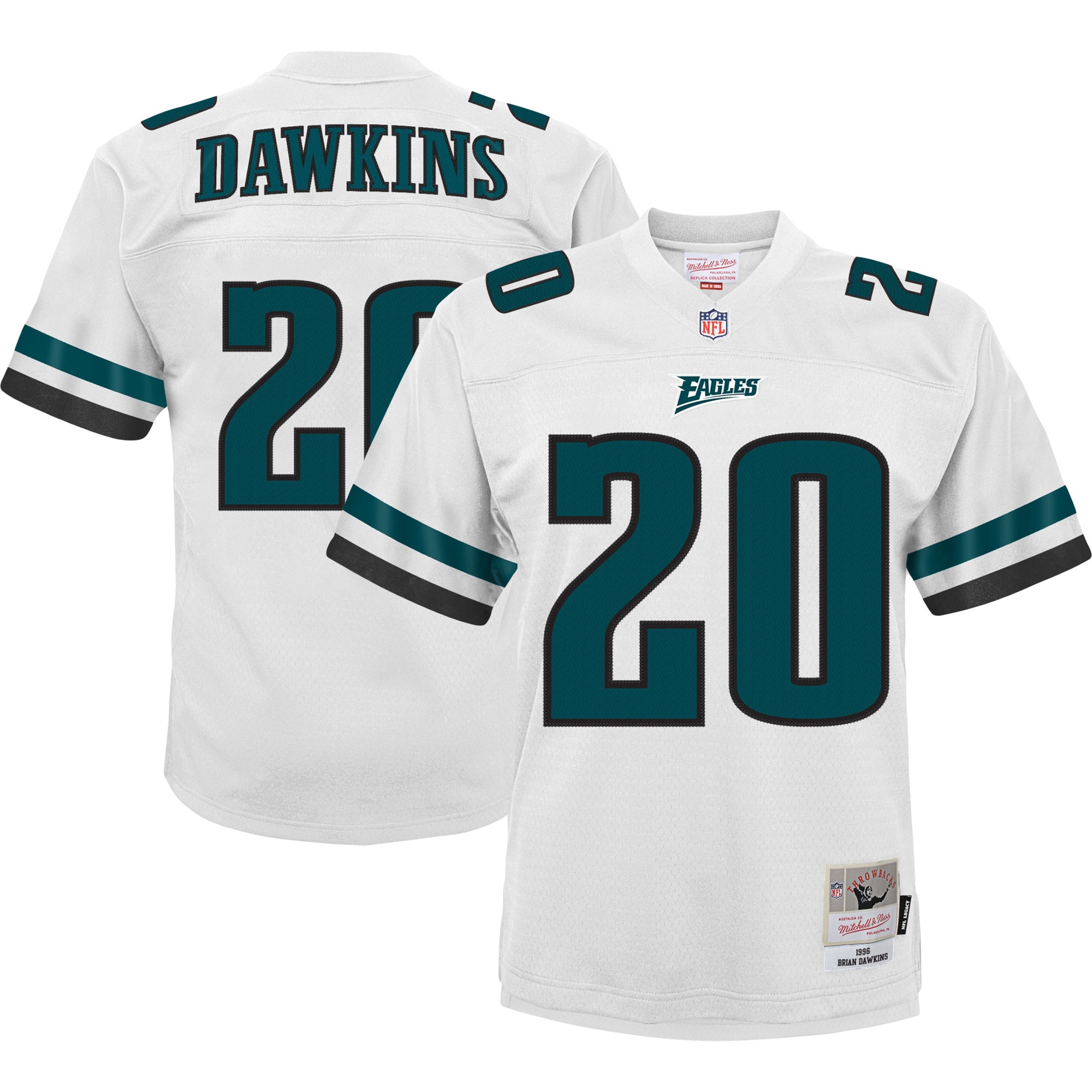 youth mitchell  ness brian dawkins white philadelphia eagles 2004 retired player legacy jersey | NFL Jerseys & Hats Collection at Eagles Jerseys