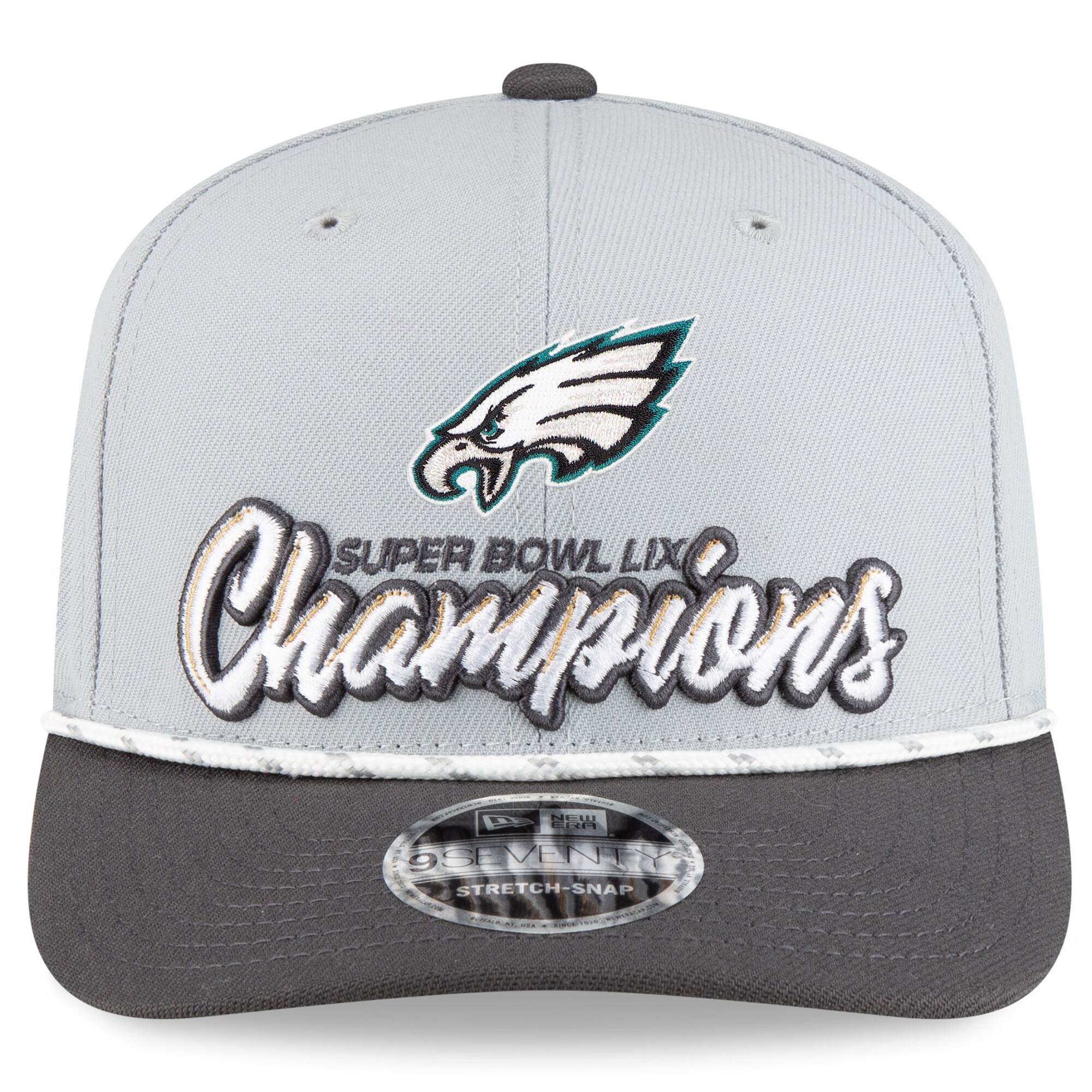 youth new era graycharcoal philadelphia eagles super bowl lix champions locker room trophy collection 9seventy rope adjustable hat | NFL Jerseys & Hats Collection at Eagles Jerseys