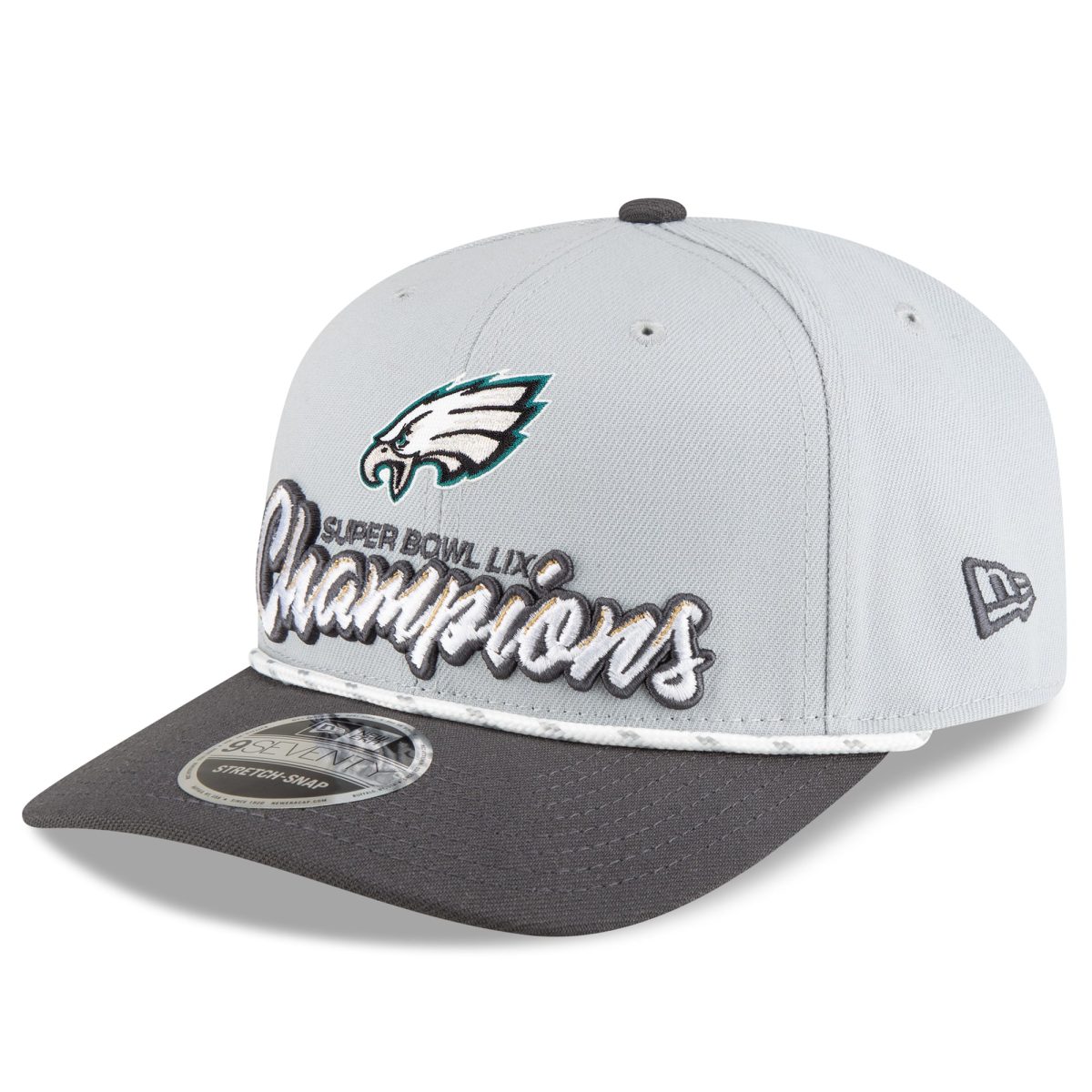 youth new era graycharcoal philadelphia eagles super bowl lix champions locker room trophy collection 9seventy rope adjustable hat | NFL Jerseys & Hats Collection at Eagles Jerseys
