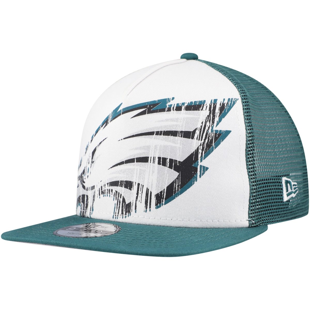 youth new era whitemidnight green philadelphia eagles distressed 9fifty a-frame snapback hat | NFL Jerseys & Hats Collection at Eagles Jerseys