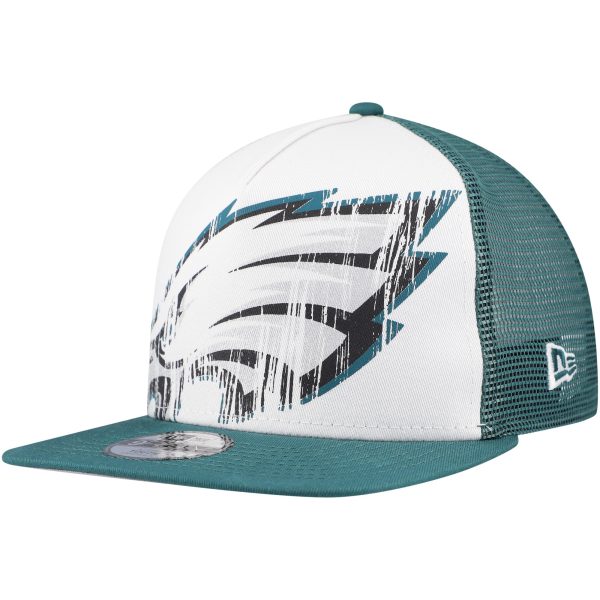youth new era whitemidnight green philadelphia eagles distressed 9fifty a-frame snapback hat | NFL Jerseys & Hats Collection at Eagles Jerseys