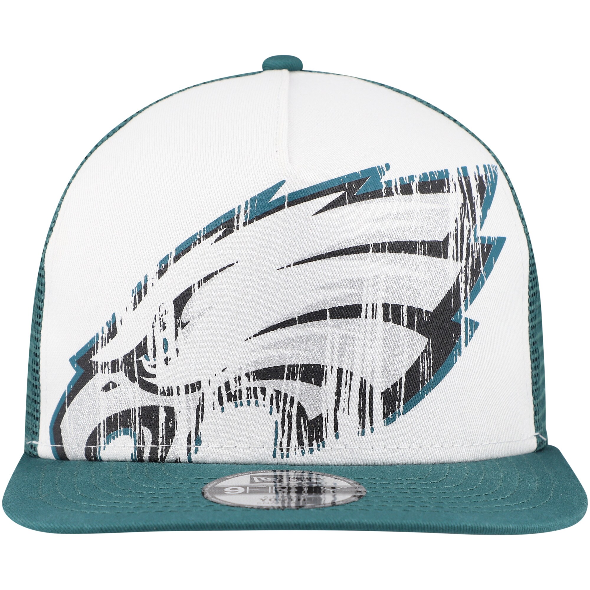 youth new era whitemidnight green philadelphia eagles distressed 9fifty a-frame snapback hat | NFL Jerseys & Hats Collection at Eagles Jerseys