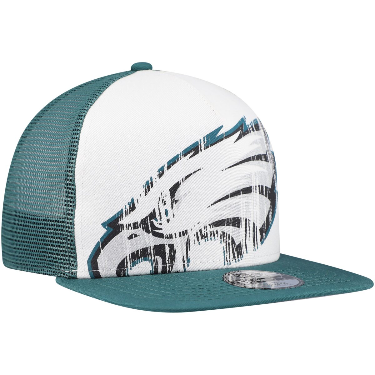 youth new era whitemidnight green philadelphia eagles distressed 9fifty a-frame snapback hat | NFL Jerseys & Hats Collection at Eagles Jerseys