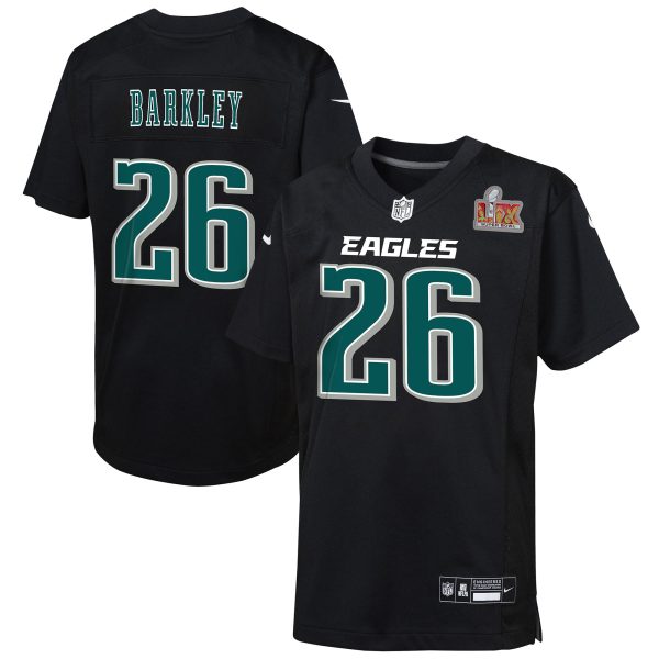 youth nike saquon barkley carbon black philadelphia eagles super bowl lix patch fashion game player jersey | NFL Jerseys & Hats Collection at Eagles Jerseys